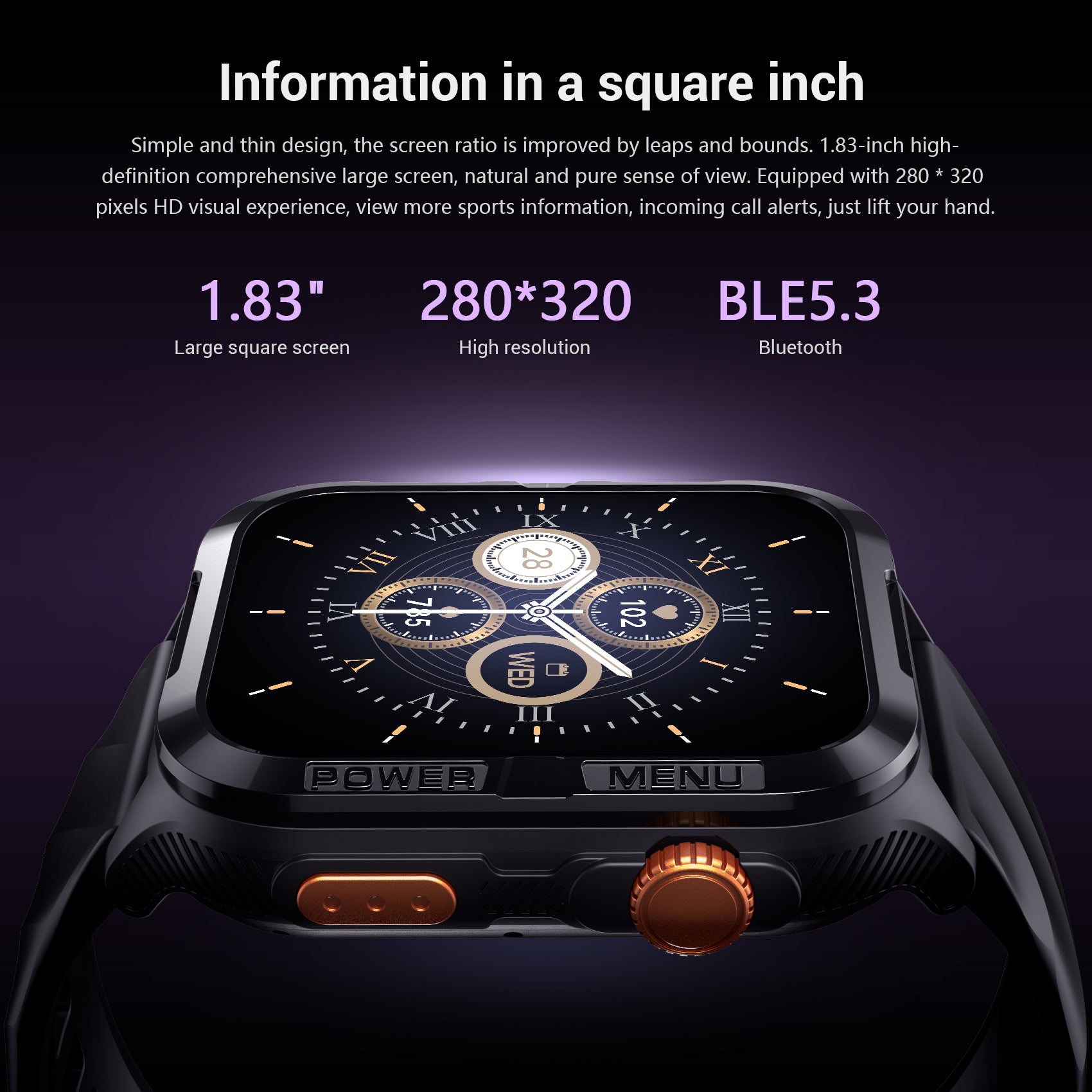 BLACKVIEW BT5.3 WATERPROOF-10M SMARTWATCH WITH DA GPT & LED TORCH BLACK