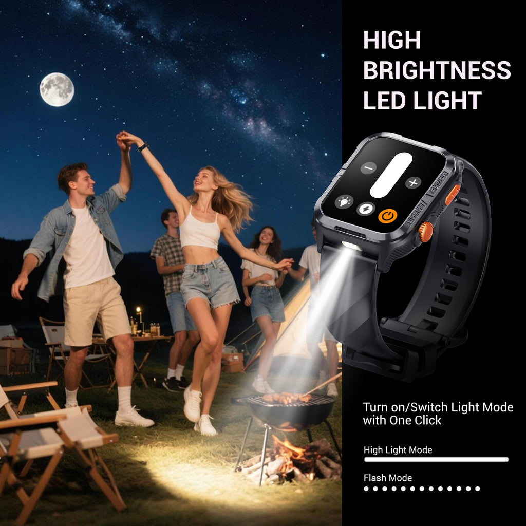 BLACKVIEW BT5.3 WATERPROOF-10M SMARTWATCH WITH DA GPT & LED TORCH BLACK