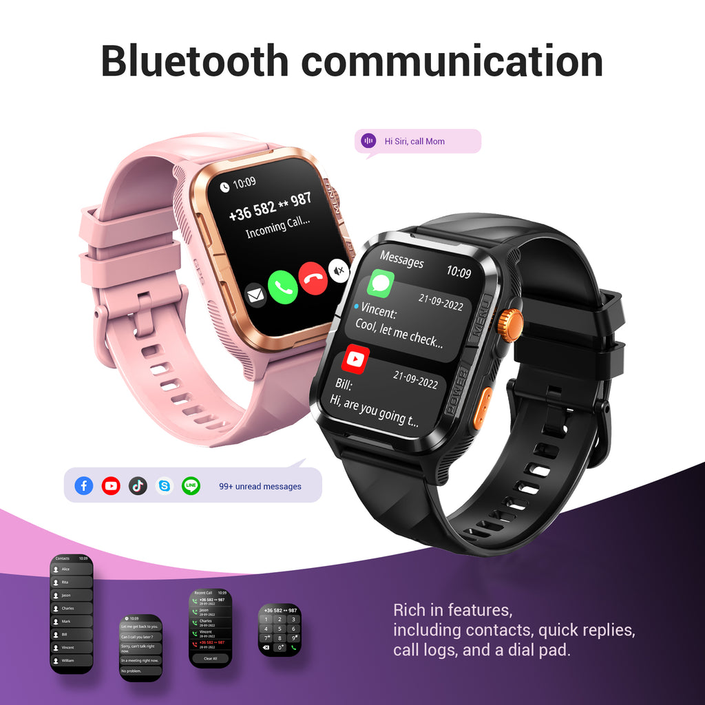 BLACKVIEW BT5.3 WATERPROOF-10M SMARTWATCH WITH DA GPT & LED TORCH PINK