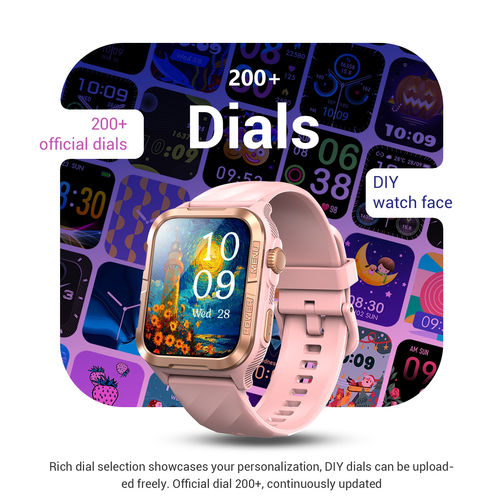 BLACKVIEW BT5.3 WATERPROOF-10M SMARTWATCH WITH DA GPT & LED TORCH PINK