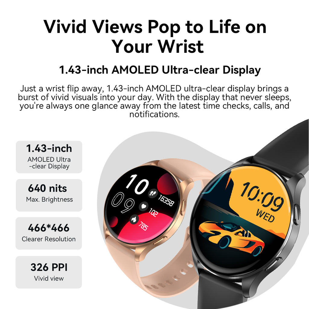 BLACKVIEW BT5.3 SMARTWATCH AMOLED ULTRA-CLEAR DISPLAY BLACK