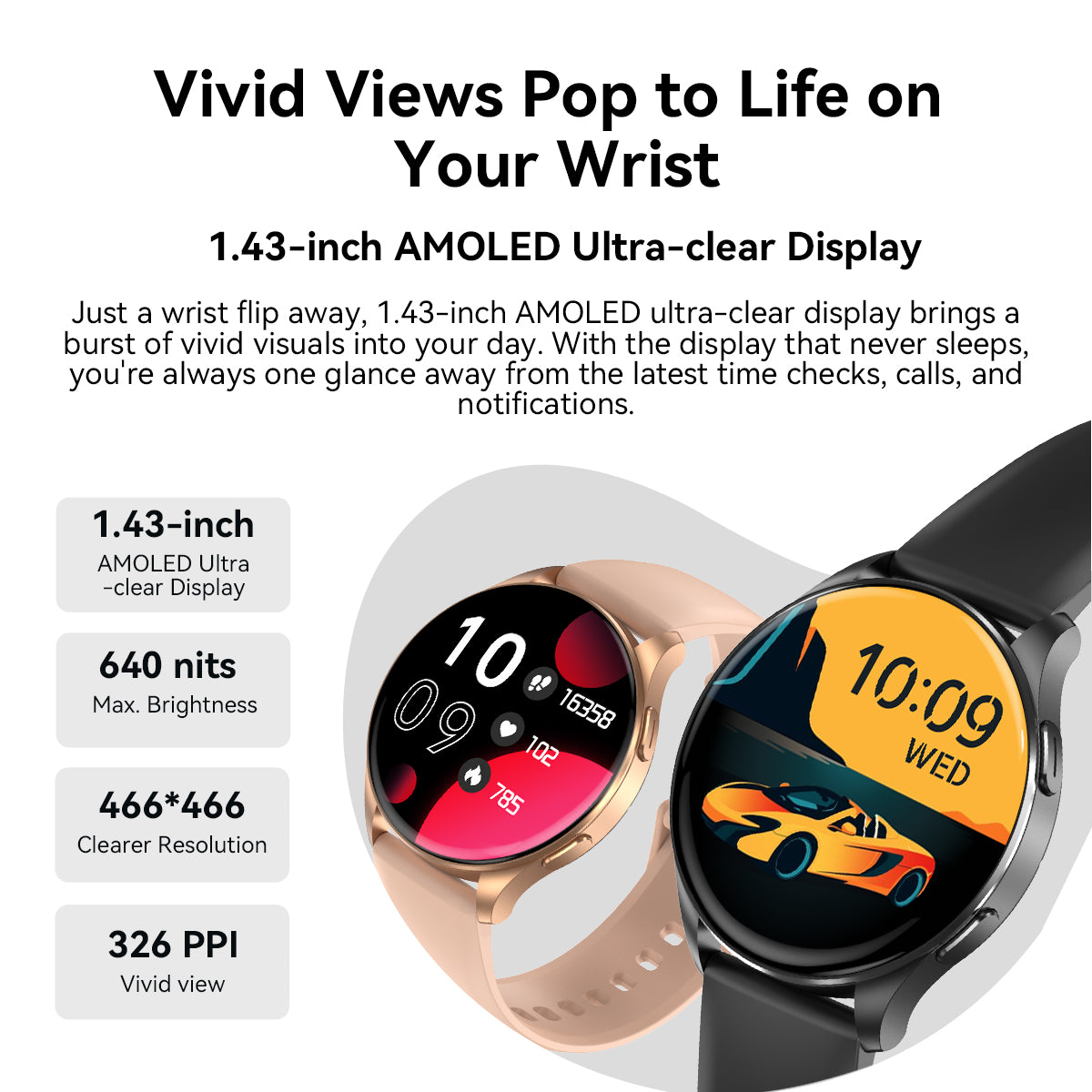 BLACKVIEW BT5.3 SMARTWATCH AMOLED ULTRA-CLEAR DISPLAY BLACK