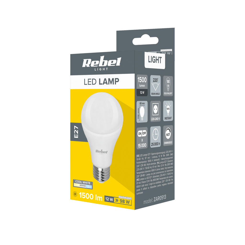 Λάμπα LED E27 A60 12W/230V 6500K Rebel