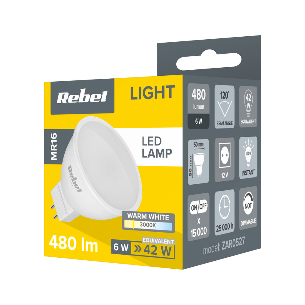 Λάμπα LED MR16 6W/12V 3000K Rebel