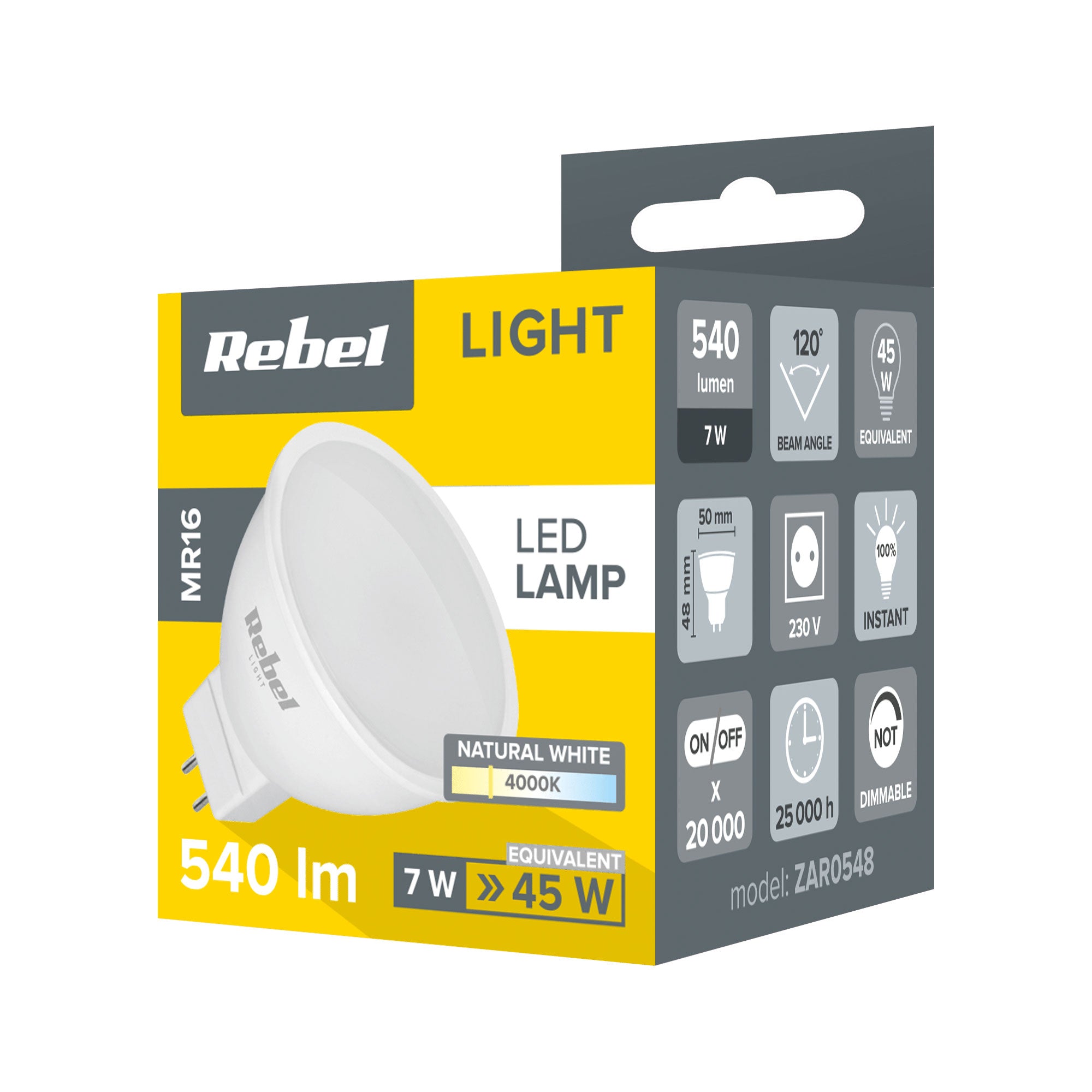 Λάμπα LED MR16 7W/230V 4000K REBEL