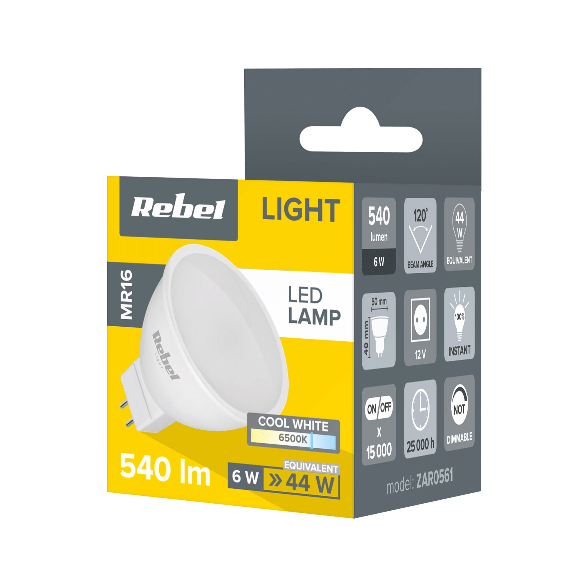 Λάμπα LED MR16 6W/12V 6500K Rebel