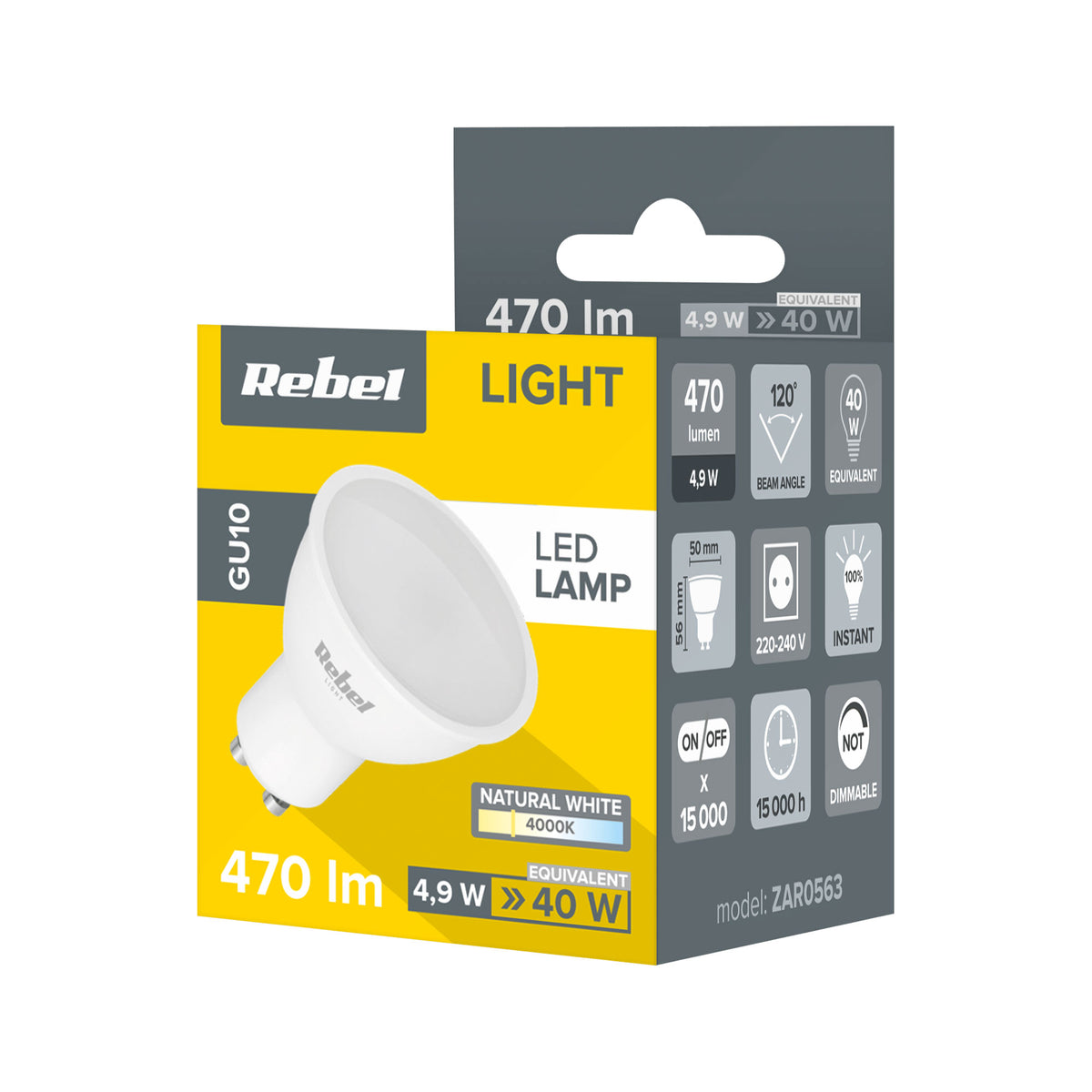 Λάμπα LED GU10 5W/230V 4000K Rebel