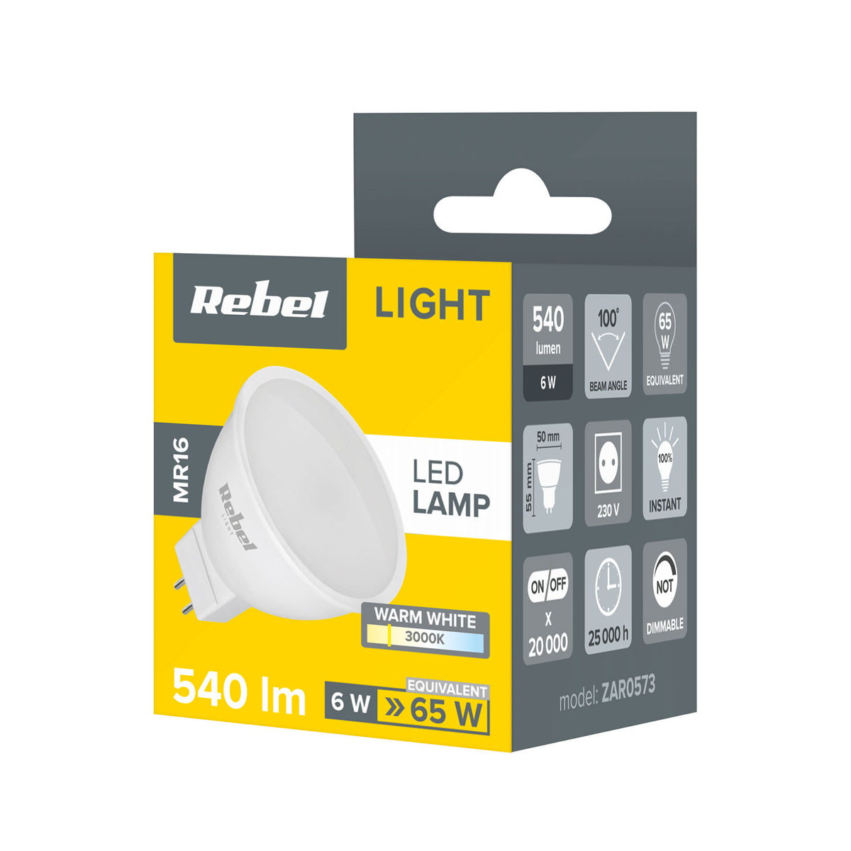 Λάμπα LED 6W/230V MR16 3000K Rebel
