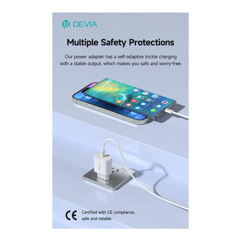 Φορτιστής Ταξιδίου Ταχείας Φόρτισης Devia RCE-3005CL με Έξοδο USB C GaN PD 30W Smart Λευκό