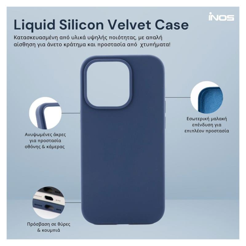 Θήκη Liquid Silicon inos Xiaomi Redmi Note 14 Pro 4G Velvet Σκούρο Μπλε