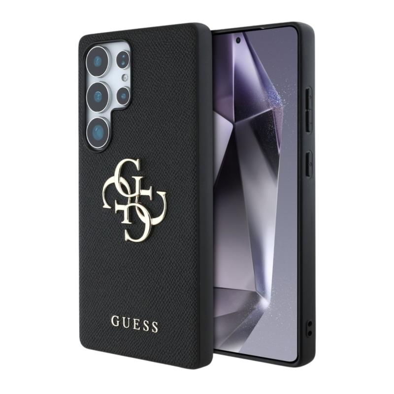 Θήκη PU Guess Samsung Galaxy S25 Ultra Hardcase Grained Big Logo 4G Μαύρο