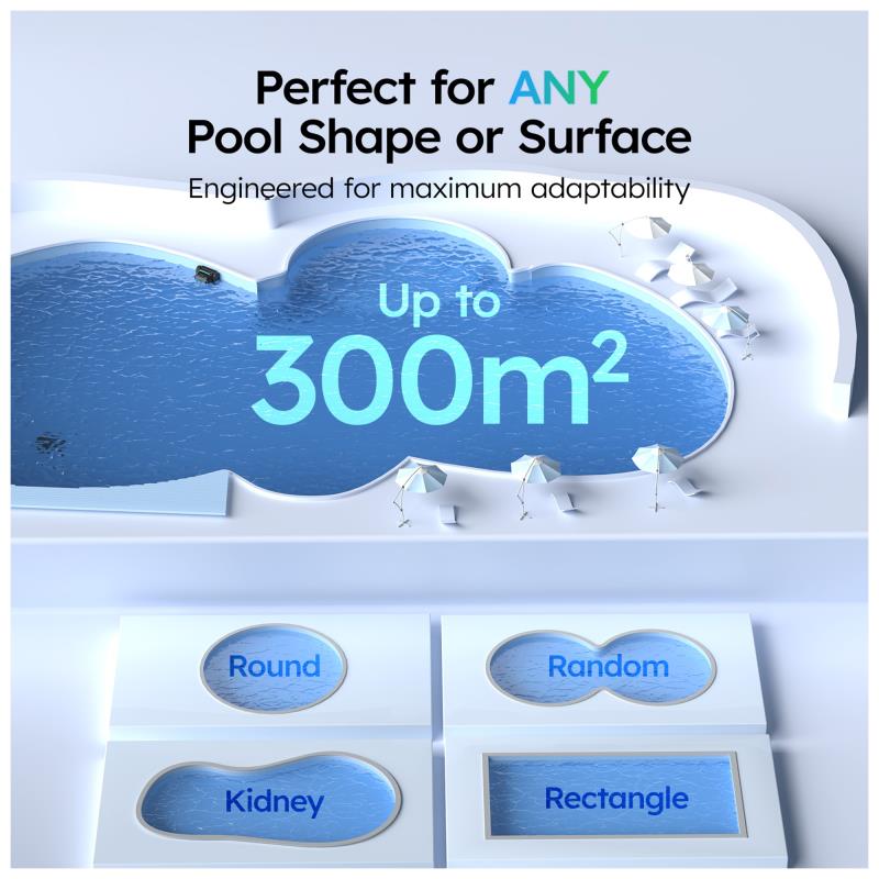 Wybot WYEU-S2S Robotic Pool Cleaner 7800 mAh with Solar Vision Black