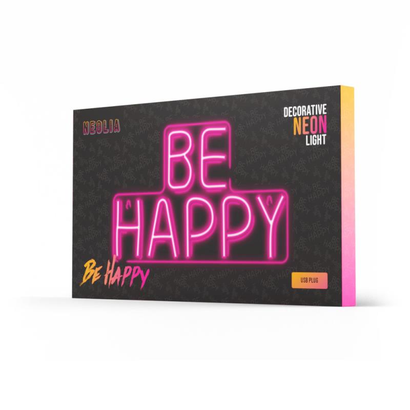Neon Plexi Neolia NNE10 BE HAPPY (USB & On/Off) Ροζ