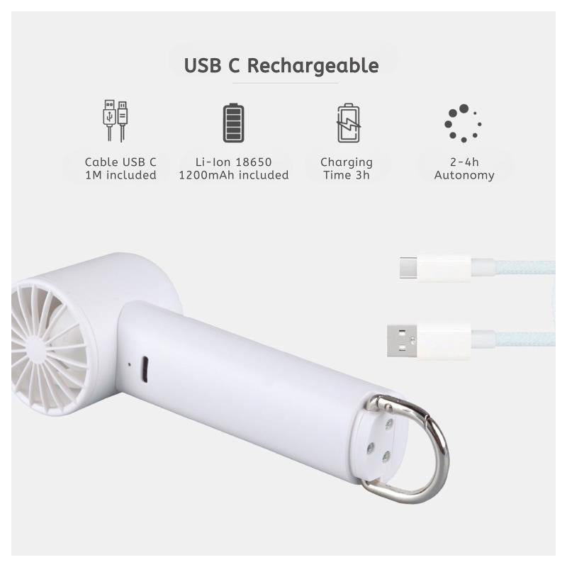 Ανεμιστήρας Χειρός Επαναφορτιζόμενος Niaros Luvo USB 3W Mini Λευκό