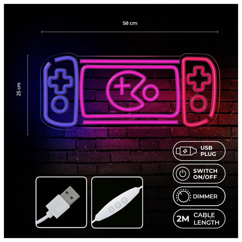 Neon Plexi Forever Light FPNE27 GAME CONSOLE (USB, On/Off & Dimmer) Πολύχρωμο