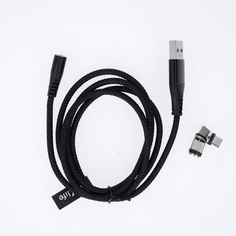 Καλώδιο Σύνδεσης USB 2.0 3 σε 1 Maxlife MXUC-03 Magnetic Nylon USB A σε Lightning & USB C & Micro USB 10W 1m Μαύρο