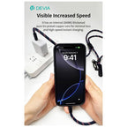 Καλώδιο Σύνδεσης USB 2.0 Woven Adjustable Lanyard Devia EC428 USB C σε USB C PD 60W 1.6m Cable Pro5 Μαύρο