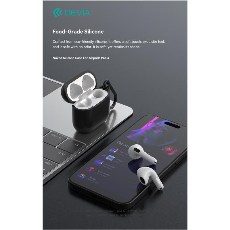 Θήκη Σιλικόνης Devia Apple AirPods Pro 3 Naked Μαύρο