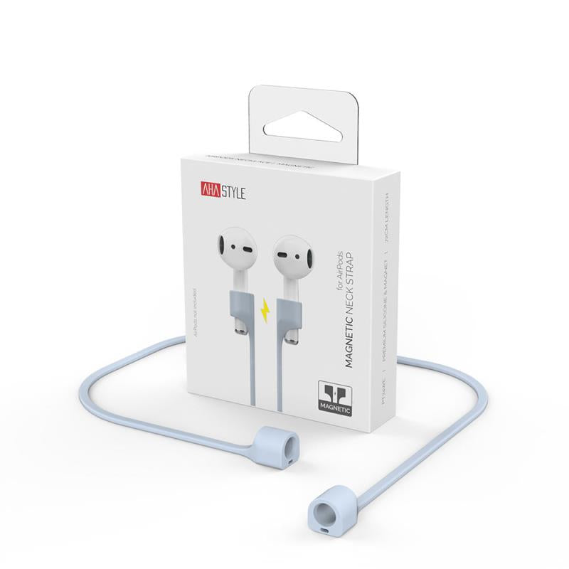 Strap Λαιμού Σιλικόνης AhaStyle PT74 Apple AirPods Magnetic Γαλάζιο