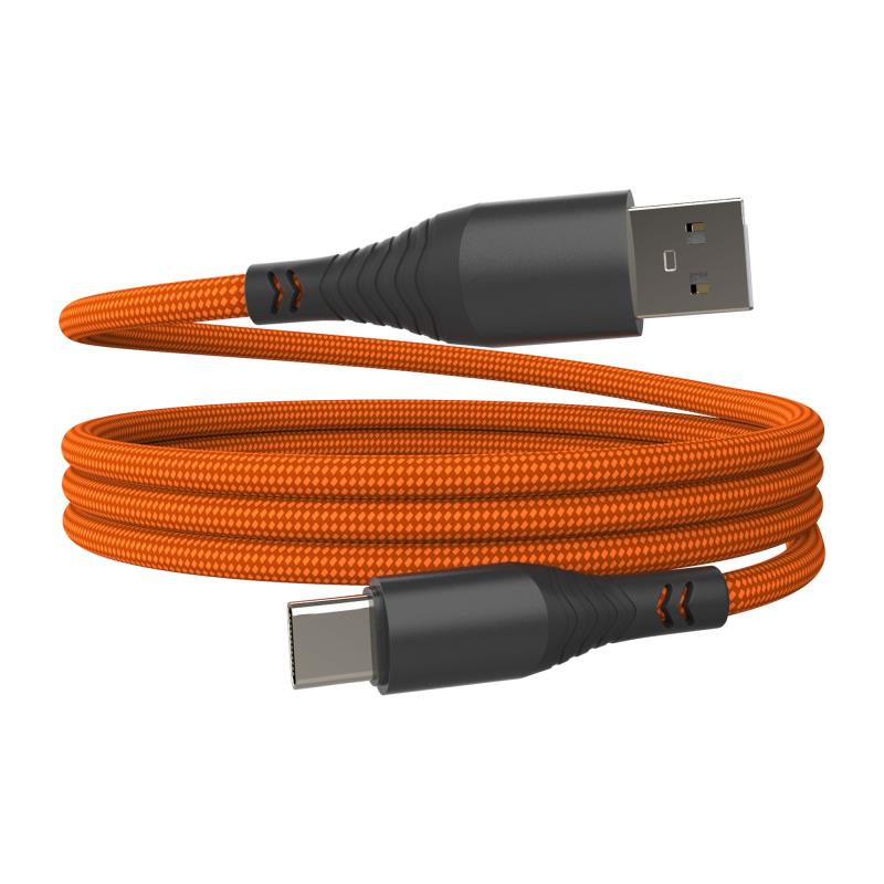 Καλώδιο Σύνδεσης USB 2.0 Hammer Magnetic Braided USB A σε USB C 65W 1m Πορτοκαλί