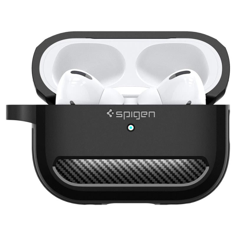 Θήκη Σιλικόνης Spigen Rugged Armor Apple AirPods Pro 1/ 2 με Γάντζο Μαύρο