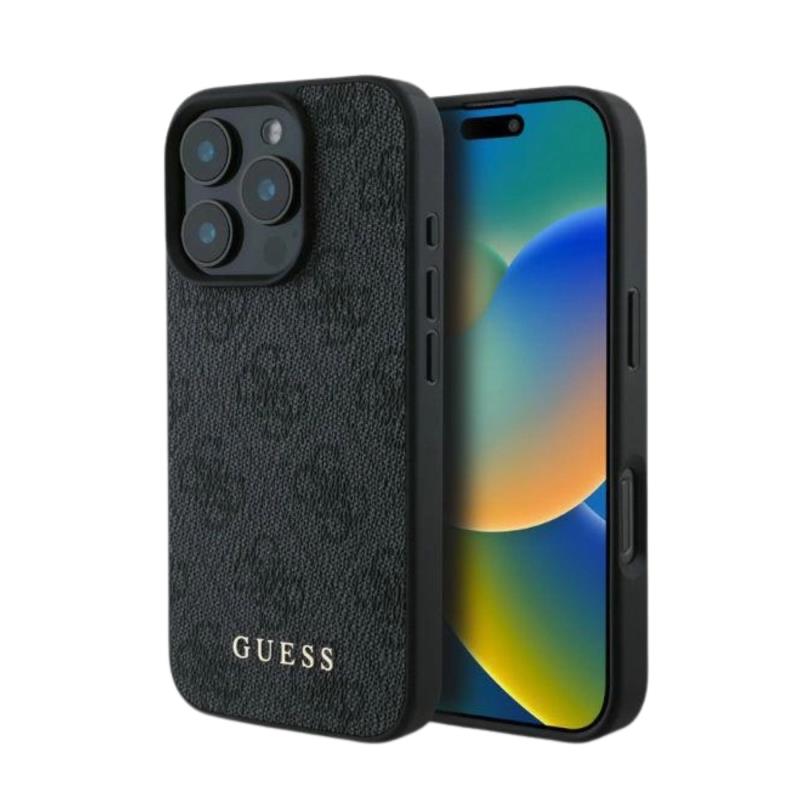 Θήκη PU Guess Apple iPhone 16 Pro Hardcase Classic Logo 4G Μαύρο