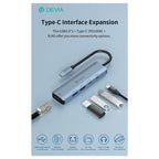 Hub USB C Devia EC701 5 σε 1 PD 100W RJ45 Leopard Γκρι