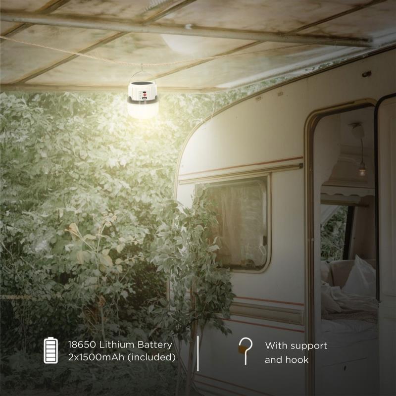 Επαναφορτιζόμενος Ηλιακός Φακός LED GSC 5W 1500mAh 300lm με Powerbank Λευκό
