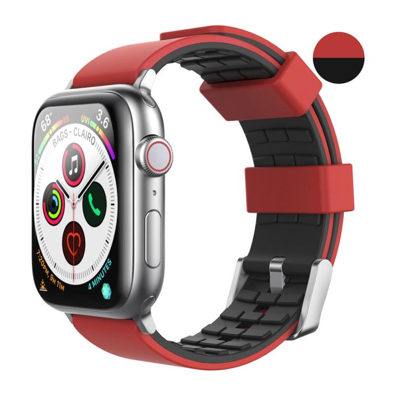 Λουράκι Σιλικόνης Ahastyle WA11 Duotone Premium Silicone Apple Watch (38/ 40/ 41/ 42mm) Σκούρο Κόκκινο-Μαύρο