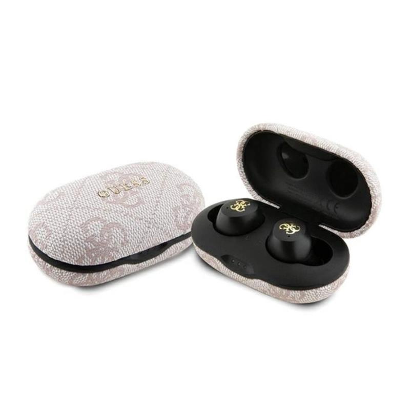 True Wireless Ακουστικά Bluetooth Guess Docking Station Metal 4G Ροζ