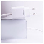 Φορτιστής Ταξιδίου Ταχείας Φόρτισης Maxlife MXTC-06-20AC με Διπλή Έξοδο USB A & USB C 20W & Καλώδιο USB C σε Lightning 1m Λευκό