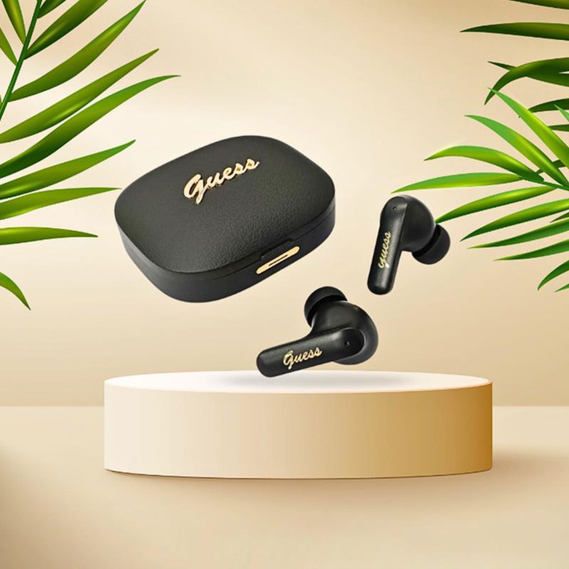 True Wireless Ακουστικά Bluetooth Guess Script Metal Logo 4G Μαύρο