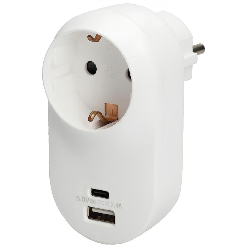 Μονόπριζο GSC με Θύρες USB A & USB C Λευκό