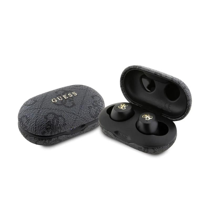 True Wireless Ακουστικά Bluetooth Guess Docking Station Metal 4G Μαύρο