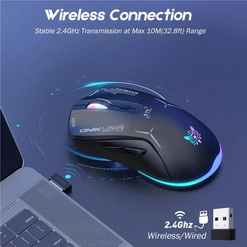 Ασύρματο Ποντίκι Onikuma CW917 Gaming RGB Μαύρο