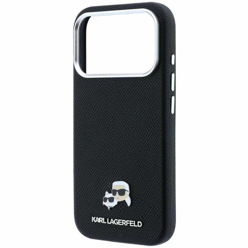 Θήκη PU Karl Lagerfeld Magsafe Apple iPhone 18 Pro/ 17 Pro Grained Leather Karl & Choupette Heads Μαύρο
