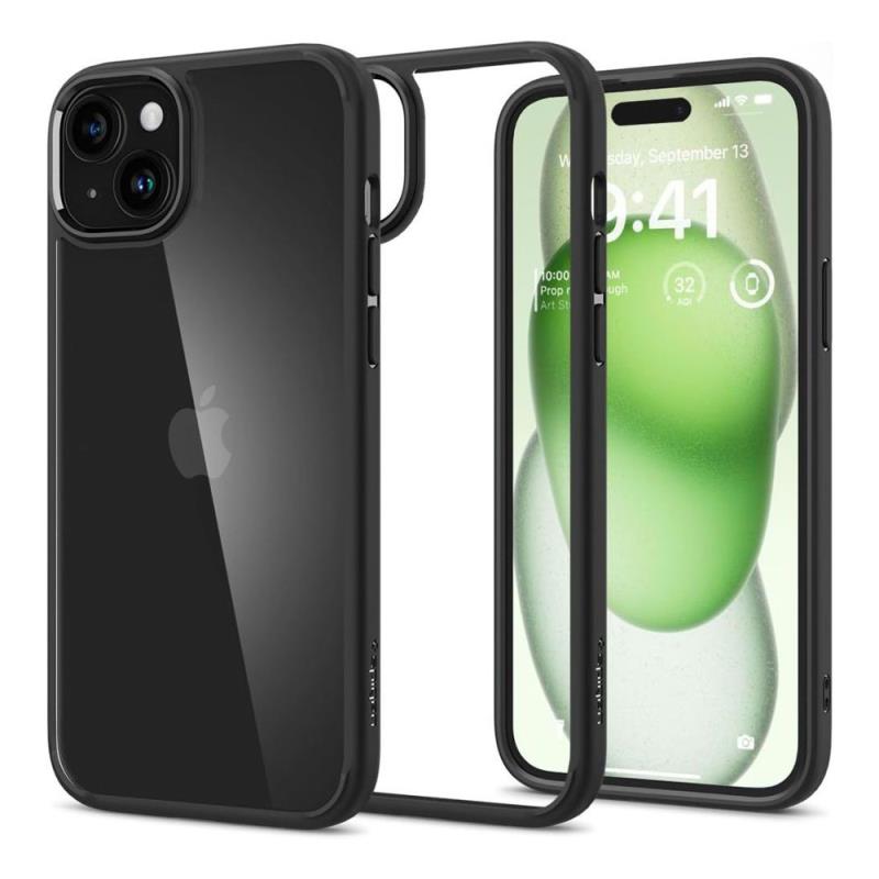 Θήκη TPU & PC Spigen Ultra Hybrid Apple iPhone 15 Plus Διάφανο-Μαύρο