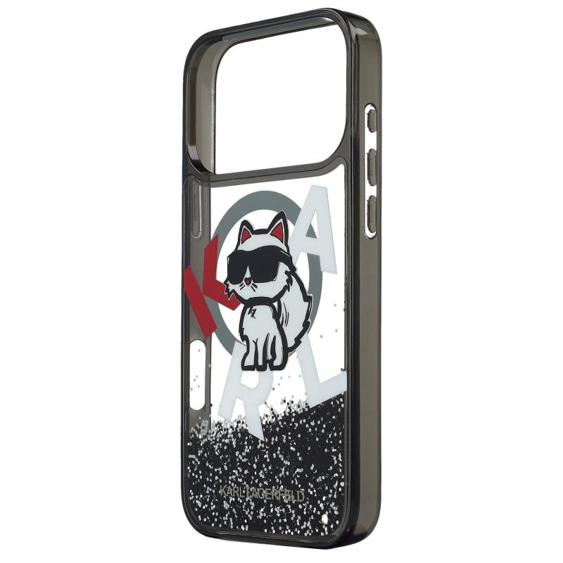 Θήκη Σιλικόνης Karl Lagerfeld Magsafe Apple iPhone 17 Pro Max Liquid Glitter Choupette Μαύρο