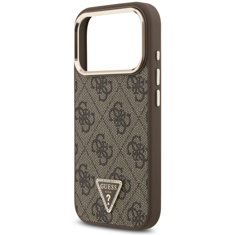 Θήκη PU Guess MagSafe Apple iPhone 18 Pro/ 17 Pro Leather Diamond Triangle 4G Καφέ