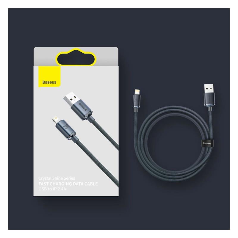 Καλώδιο Σύνδεσης USB 2.0 Baseus Crystal Shine USB A σε Lightning 12W 2.4A 2m Μαύρο