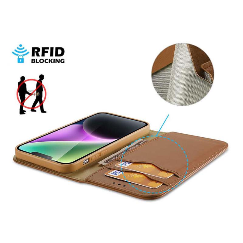 Θήκη Δερμάτινη Dux Ducis Hivo RFID Wallet Apple iPhone 15 Καφέ