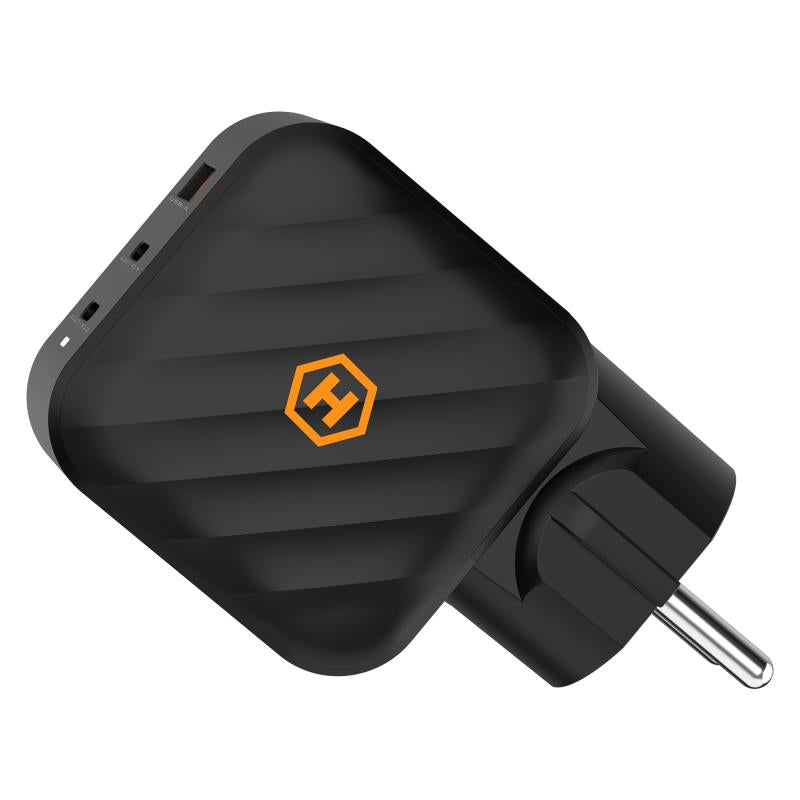 Φορτιστής Ταξιδίου Ταχείας Φόρτισης Hammer RapidCharge Duo με Τριπλή Έξοδο USB A & 2xUSB C PD 65W Μαύρο
