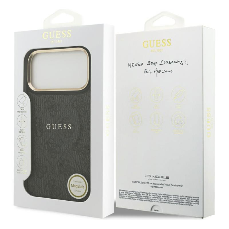 Θήκη PU Guess MagSafe Apple iPhone 17 Pro Max Hardcase Classic 4G Μαύρο
