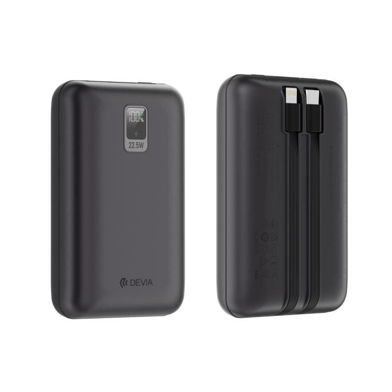 Φορτιστής Ανάγκης Devia EP208 Mini 22.5W 20000mAh με 2 Ενσωματωμένα Καλώδια Ultra4 Γκρι