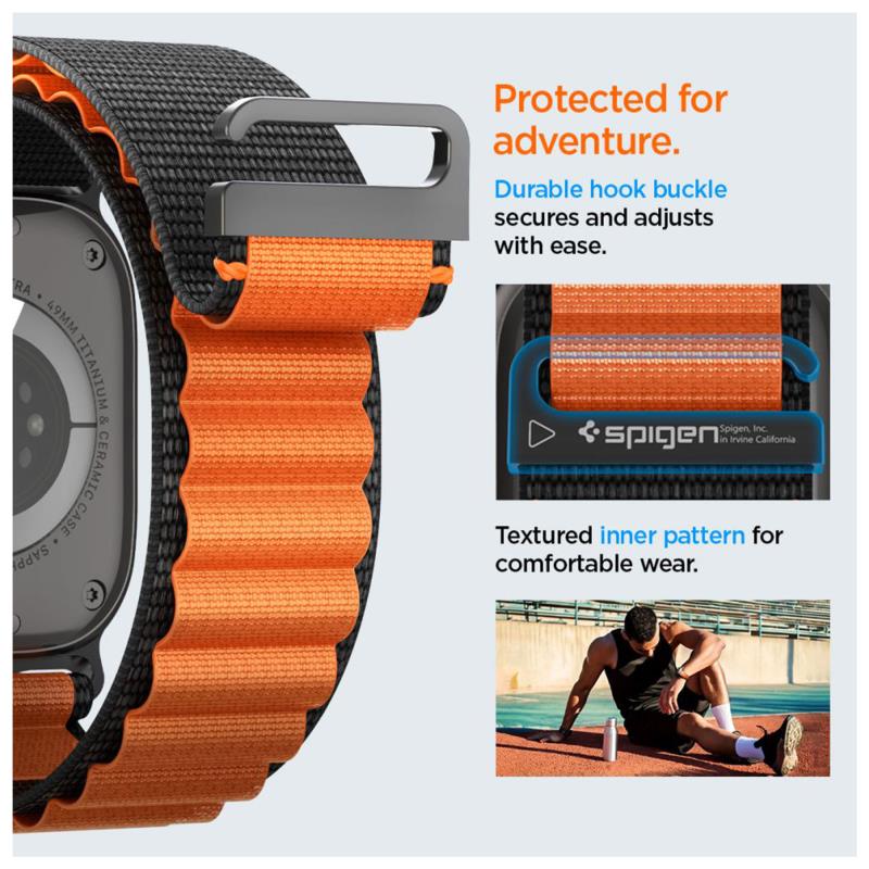 Λουράκι Spigen WBF1 Apple Watch (44/ 45/ 46/ 49mm) Μαύρο-Πορτοκαλί