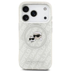 Θήκη Σιλικόνης Karl Lagerfeld Magsafe Apple iPhone 17 Pro Max Glitter Karl & Choupette Heads Λευκό