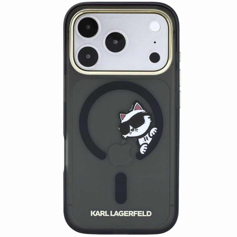Θήκη PC/TPU Karl Lagerfeld Magsafe Apple iPhone 18 Pro Max/ 17 Pro Max IML Peekaboo Print & Metal Frame Choupette Μαύρο