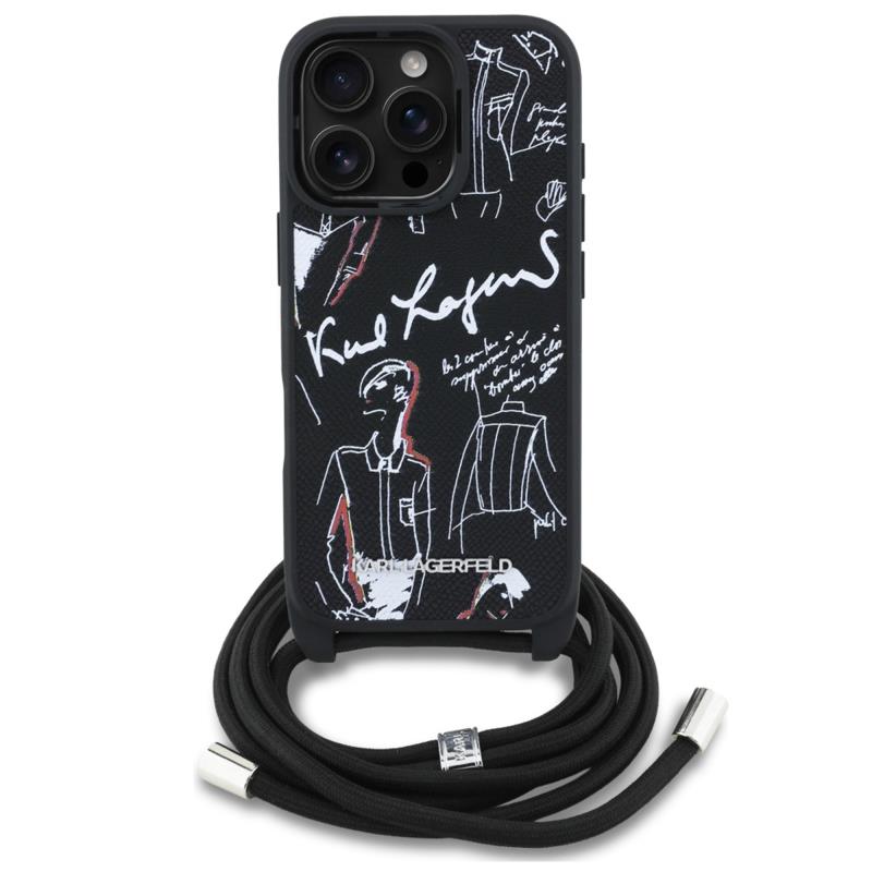 Θήκη Δερμάτινη Karl Lagerfeld Magsafe Apple iPhone 16 Pro Max Saffiano Crossbody Μαύρο