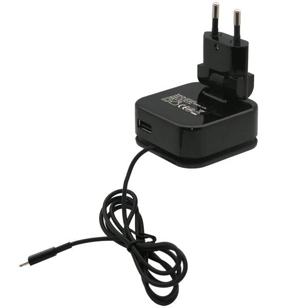 Φορτιστής Ταξιδίου Nortonline με Έξοδο USB A 2.1A & Ένσωματωμένο Καλώδιο Wrap Lightning Μαύρο