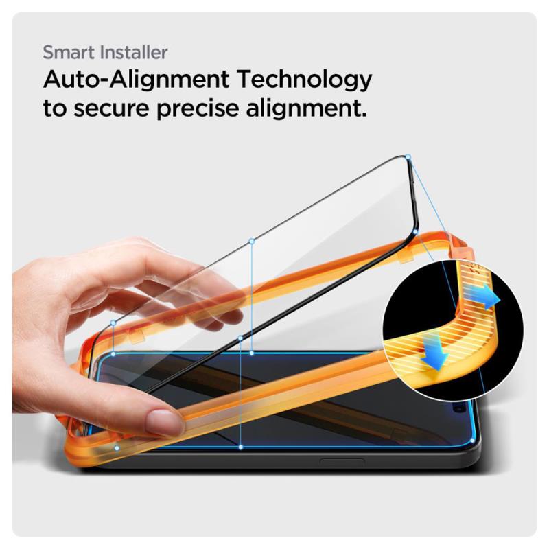 Tempered Glass Full Face Spigen Glas.tR Align Master Apple iPhone 15 Pro Μαύρο (2 τεμ.)